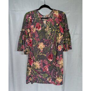 Gilli Romantic Floral Bell Sleeve Shift Dress SM